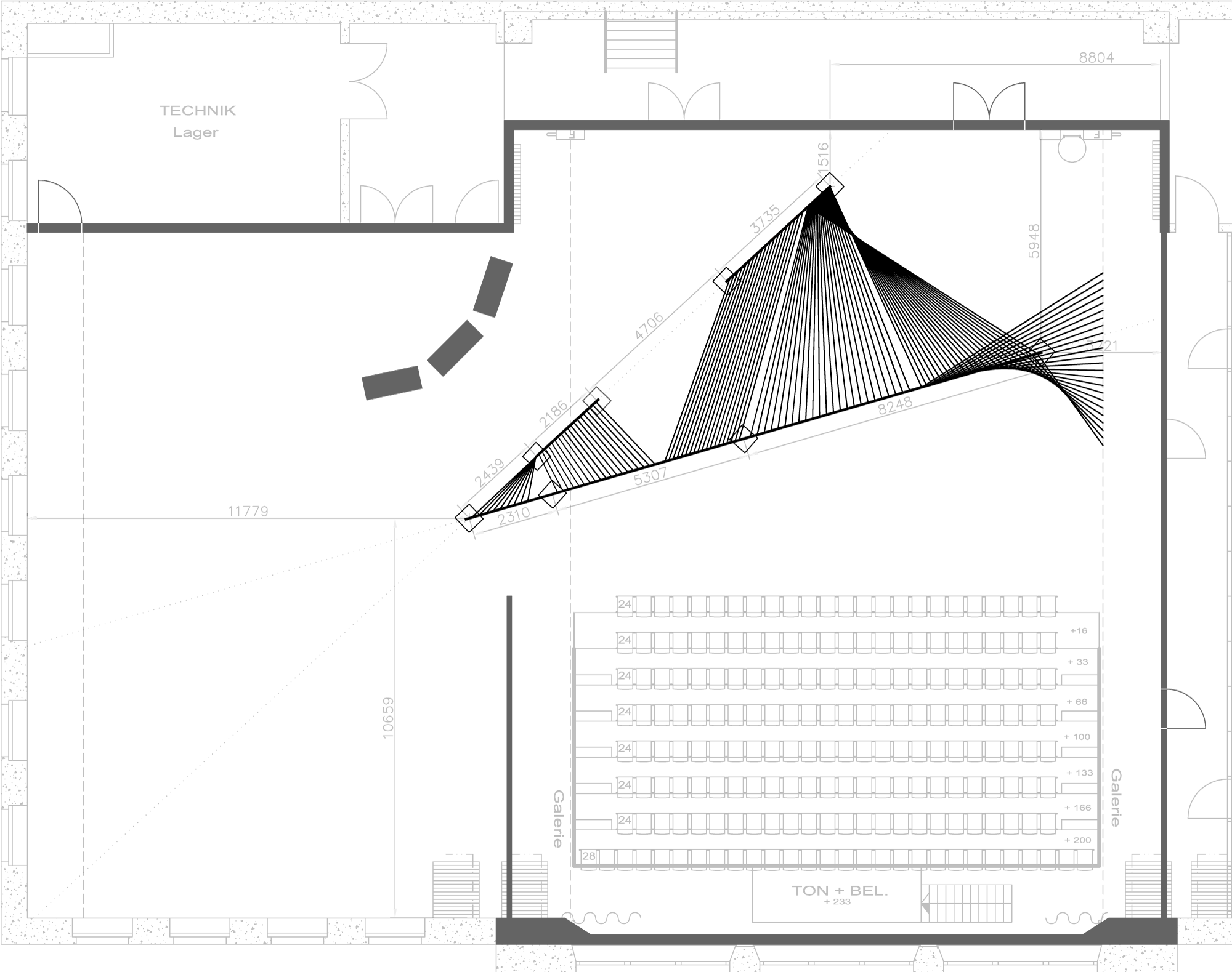 3D view of set for 'Night flight'